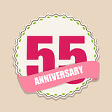 Cute Template 55 Years Anniversary Sign Vector Illustration