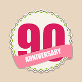 Cute Template 90 Years Anniversary Sign Vector Illustration