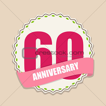Cute Template 60 Years Anniversary Sign Vector Illustration