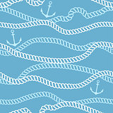 Seamless pattern with marine rope and anchors