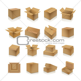 Set of cardboard boxes, vector illustration.
