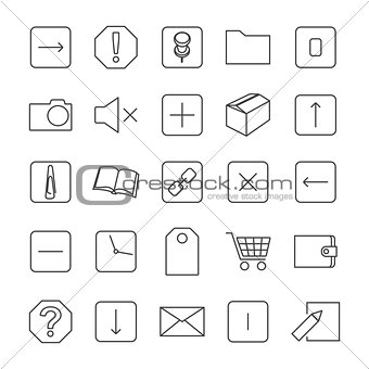 Icons of thin lines, vector illustration.