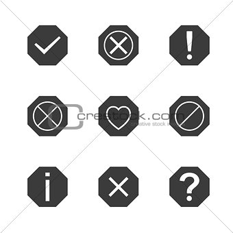 Set of icons and signs, vector illustration.