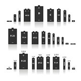 Set of different batteries, vector illustration