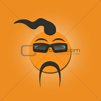 Funny face with a mustache, vector illustration.