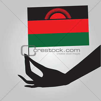 Hand with flag Malawi