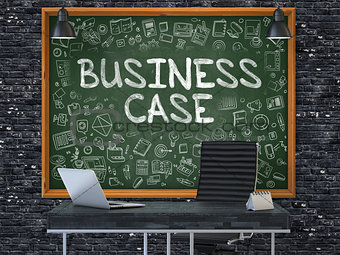 Business Case Concept. Doodle Icons on Chalkboard.