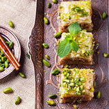 Turkish pistachio and phyllo pastry dessert, baklava