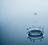 Water Drops Splash, Blue Background