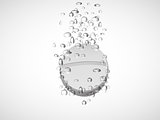 Effervescent tablet in water with bubbles.vector