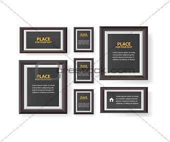 paper design with text and shadow.Big set of picture frames isolated on white background.