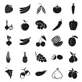 vegetarian delicious food black simple icons set