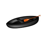 Wooden canoe in black design with paddle