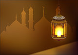 Ramadan kareem lamp. Template greeting card