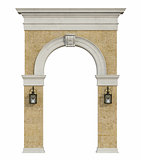 Medieval arch isolated on withe