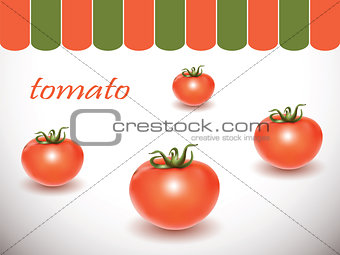 Red fresh tomatoes on white background.