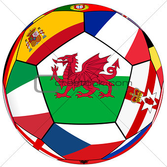 Ball with flag of Wales in the center - vector