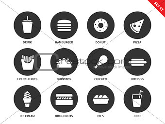 Fast food icons on white background