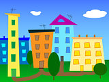 Urban landscape abstract cartoon city vector.