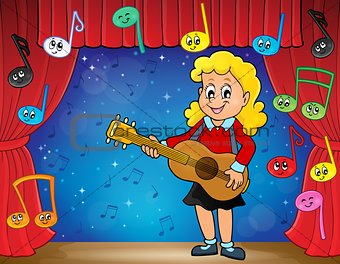 Girl guitar player on stage theme 2