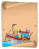 Parchment with fishing boat theme 1