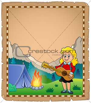 Parchment with girl guitarist in camp 2
