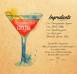 Cosmopolitan cocktails watercolor kraft