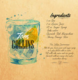 Tom Collins cocktails watercolor  kraft