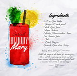 Bloody mary cocktails watercolor