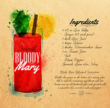 Bloody mary cocktails watercolor kraft