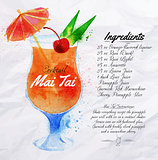 Mai Tai cocktails watercolor