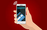 Processing of mobile payments vector illustration