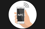 NFC smart phone concept flat icon