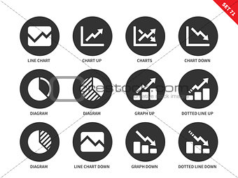 Line chart icons on white background
