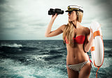 Sexy woman lifeguard