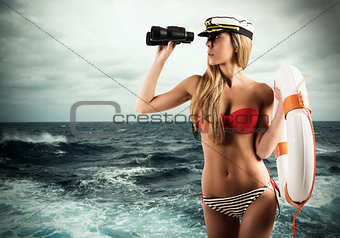 Sexy woman lifeguard