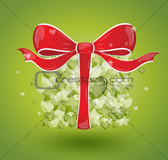 Gift bubbles hearts green