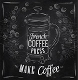 Poster French coffee press chalk
