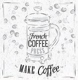 Poster French coffee press coal