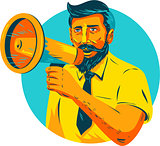 Bearded Hipster Man With Megaphone WPA