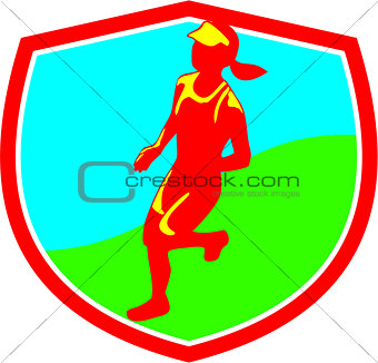 Female Triathlete Marathon Runner Shield 