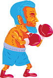 Bearded Boxer Boxing Cartoon WPA