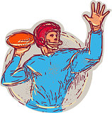 American Football Quarterback Throwing Ball Drawing