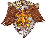 Sheriff Badge American Eagle Shield Drawing