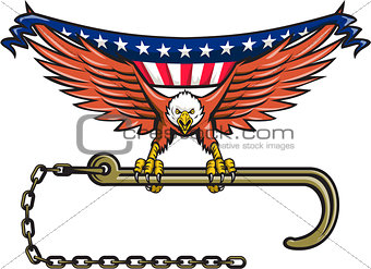 American Eagle Clutching Towing J Hook USA Flag Retro