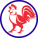 Chicken Rooster Crowing Circle Retro