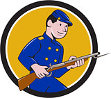 Union Army Soldier Bayonet Rifle Circle Cartoon
