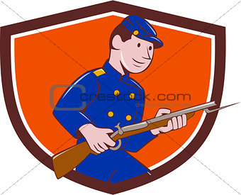 Union Army Soldier Bayonet Rifle Crest Cartoon