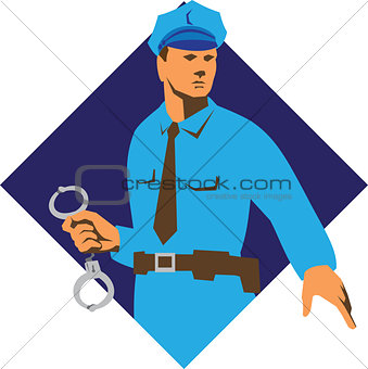 Policeman Handcuffs Diamond Retro