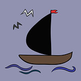 Sailboat Icon. Original Illustration